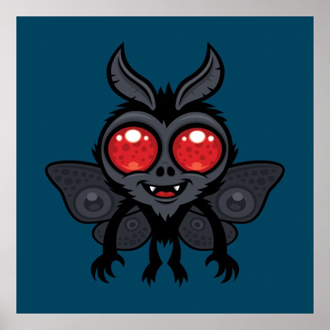 Gruseliger süßer Kryptid-Mothman-Monster Poster (Vorne)