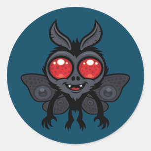 Gruseliger süßer Kryptid Mothman-Monster Runder Aufkleber