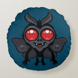 Gruseliger süßer Kryptid-Mothman-Monster Rundes Kissen