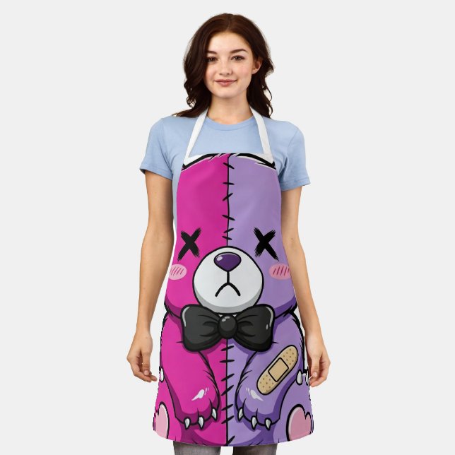 Gruseliger Süßer Pastell-Goth-Bär-Apron Schürze (Getragen)