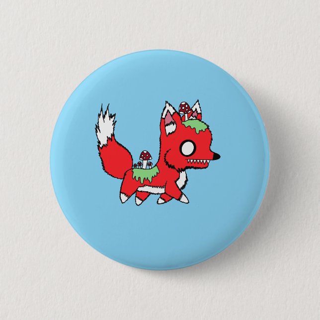 Gruseliger süßer Pilz Fuchs Button (Vorderseite)