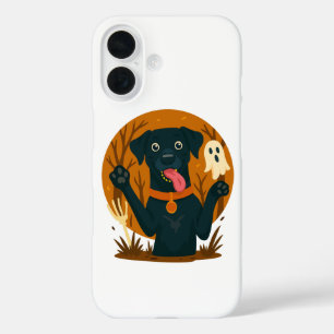 Gruseliger süßer schwarzer Hund mit Geist  iPhone 16 Hülle