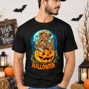 Gruseliger Teddybär-Kürbis-Halloween-Horror T-Shirt