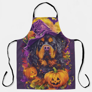 Gruseliger Tibet-Mastiff-Hund Halloween Hexe Kürbi Schürze