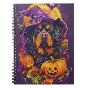 Gruseliger Tibetmastiff-Hund Halloween Hexe Kürbis Notizblock