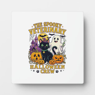 Gruseliger Tierarzt Halloween Crew Schwarze Katze Fotoplatte