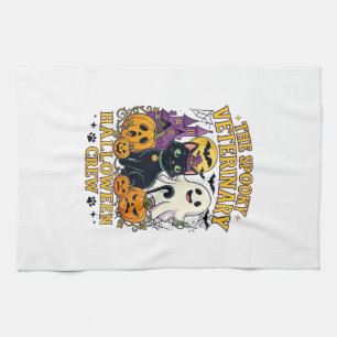 Gruseliger Tierarzt Halloween Crew Schwarze Katze Geschirrtuch