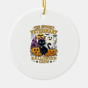 Gruseliger Tierarzt Halloween Crew Schwarze Katze Keramik Ornament