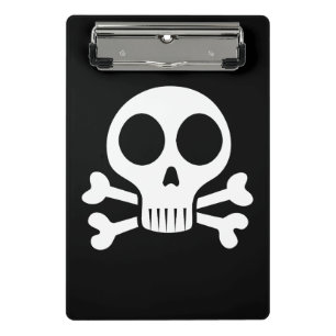 gruseliger Totenkopf auf schwarzem Hintergrund Mini Klemmbrett
