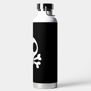 gruseliger Totenkopf auf schwarzem Hintergrund Trinkflasche