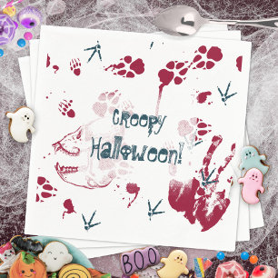 Gruseliger Totenkopf-Blutspuren-Halloween Serviette