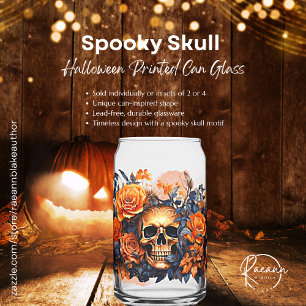 Gruseliger Totenkopf Halloween Bedrucktes Glas Dos