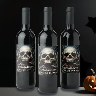 Gruseliger Totenkopf Halloween Gothic Personalisie Weinetikett