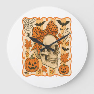 Gruseliger Totenkopf Halloween Große Wanduhr