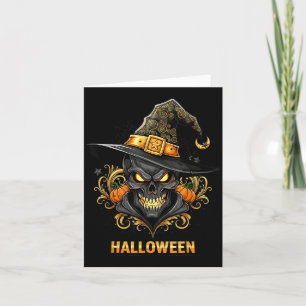 Gruseliger Totenkopf-Hexenhut Halloween-Horror-Y-K Karte