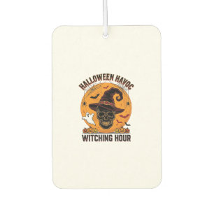Gruseliger Totenkopf-Mond Vintage-Halloween-Hexenh Autolufterfrischer