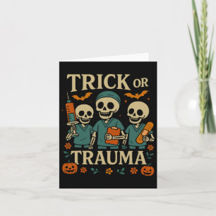 Gruseliger Trick Oder Trauma-Skelett-Kürbis-Hallow Karte