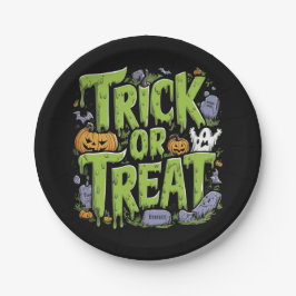 Gruseliger Trick-or-Treat-Schlamm Halloween Pappteller
