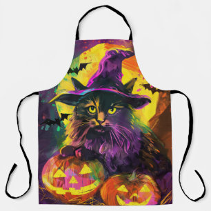 Gruseliger Türkisch Angora Katze Halloween Hexe Kü Schürze