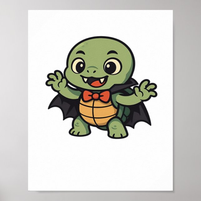Gruseliger Turtle-Vampir-Halloween-Oversize-T-Shir Poster (Vorne)