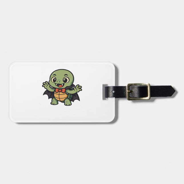 Gruseliger Turtle-Vampir-Halloween-Oversized-T-Shi Gepäckanhänger (Vorderseite horizontal)