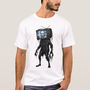 Gruseliger TV-Kopf-Fernseher-Zombie-Cyberpunk-Desi T-Shirt