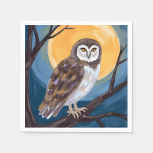 Gruseliger Uhu Vollmond Frohes Halloween Serviette