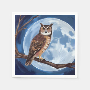Gruseliger Uhu Vollmond Halloween Serviette