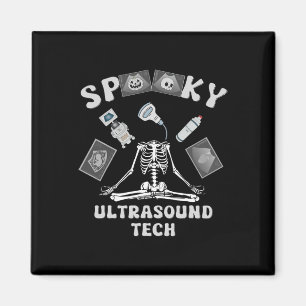 Gruseliger Ultraschall-Tech-Skelett-Halloween-Kost Magnet