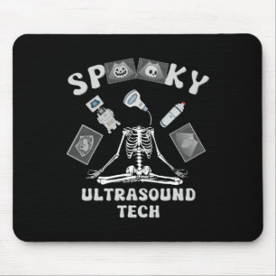 Gruseliger Ultraschall-Tech-Skelett-Halloween-Kost Mousepad