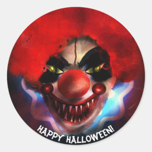 Gruseliger unheimlicher Killer-Clown Halloween Par Runder Aufkleber