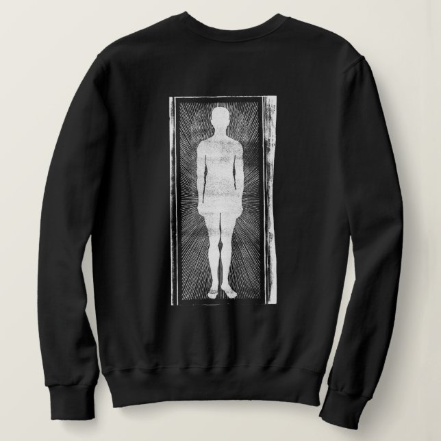 Gruseliger Unheimlicher Surrealer Mann Abstrakt Sweatshirt (Design Rückseite)