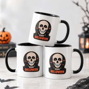 Gruseliger Vampir-Schädel-Sticker Kunst Tasse