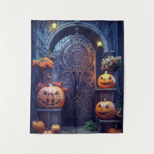 Gruseliger verlassener Halloween-Geheimtür Wandteppich