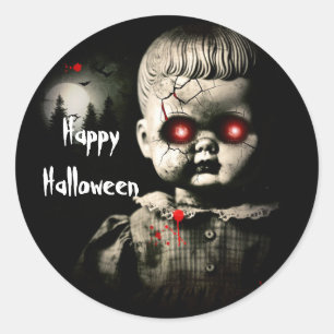 Gruseliger verzauberter Puppen Halloween Kostüm Pa Runder Aufkleber