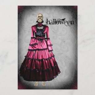 Gruseliger viktorianischer Skelett-Halloween-Party Einladung