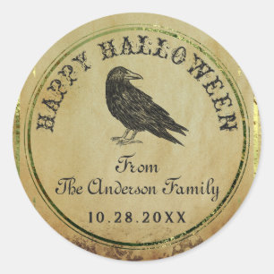 Gruseliger Vintage-Gotik-Froher Halloween Runder Aufkleber