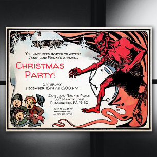 Gruseliger Vintage-Krampus individuell anpassbar Einladung