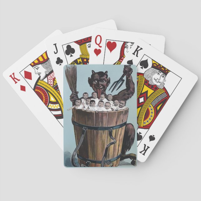 Gruseliger Vintage Krampus Spielkarten (Rückseite)