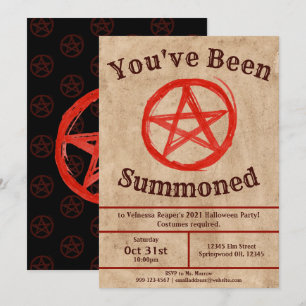 Gruseliger Vintage-Pentagramm-Halloween Einladung