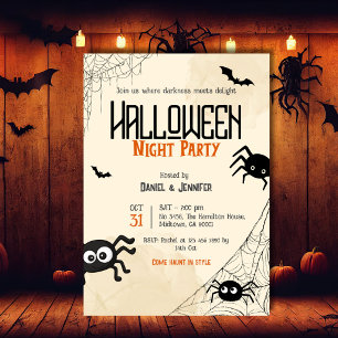 Gruseliger Vintage-Spinnennetz-Halloween-Nachtpart Einladung