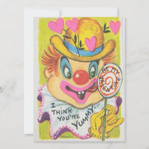 Gruseliger Vintage Valentinstag Clown Feiertagskarte