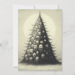 Gruseliger Vintage-Weihnachtsbaum-Horror-Goth Feiertagskarte