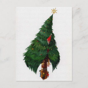 Gruseliger Vintage-Weihnachtsbaum Postkarte
