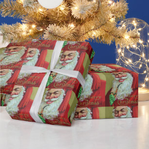 Gruseliger Vintage-Weihnachtsmann Geschenkpapier