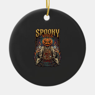 Gruseliger Vires Halloween-Kürbiskopf hält Augapfe Keramik Ornament