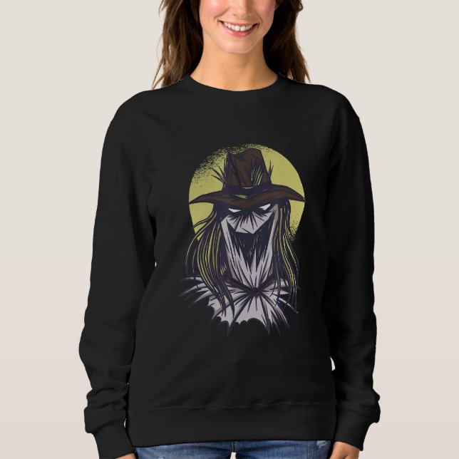 Gruseliger Vogelscheuchen Halloween Sweatshirt (Vorderseite)