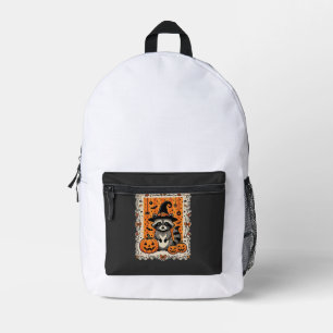 Gruseliger Waschbär Halloween-Kürbis-Design_1 Bedruckter Rucksack