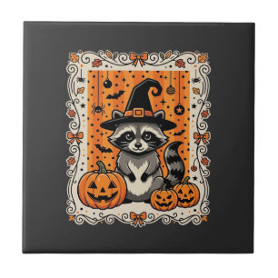 Gruseliger Waschbär Halloween-Kürbis-Design_1 Fliese