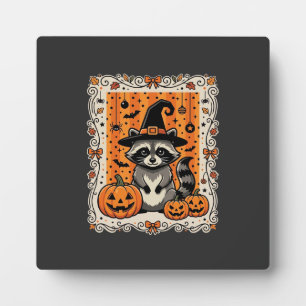 Gruseliger Waschbär Halloween-Kürbis-Design_1 Fotoplatte